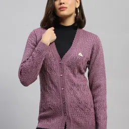 Monte Carlo Mauve Wool Self Design Cardigan image 1