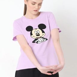 HESHA Mickey Mouse Printed Round Neck Pure Cotton T-Shirt-image-73