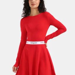 Tommy Hilfiger Red Solid A-Line Dress-image-30