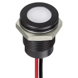 RS PRO White Panel Mount Indicator 24V DC, Mounting Hole Size 14 mm, Termination Type Lead Wires, IP Rating IP67, Model No 1302301-5