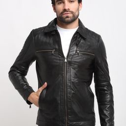 Teakwood Leathers Men Black Leather Lightweight Leather Jacket-image-56