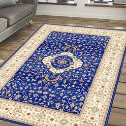 Status Blue & Beige Ice Silk Velvet Touch Persian Hand-Tufted Carpet-52