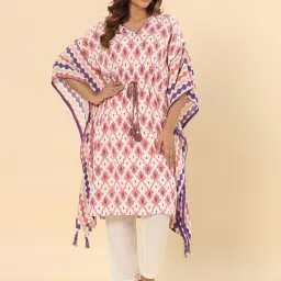 savi india Savi Pink Viscose Rayon Kaftan Embellished Kurta kurtis image 1