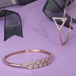 Zaveri Pearls Set of 2 Rose Gold Contemporary Cubic Zirconia Brass Kada Style Bracelet-ZPFK11104-image-48