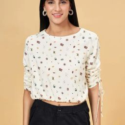 People by Pantaloons Whisper White Printed Crop Top-image-50