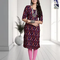 HERE&NOW Pack of 3 Women Ethnic Motifs Printed Crepe Kurta-picture-50