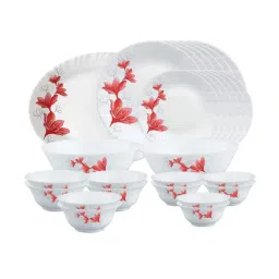 Borosil Ruby White Opalware Dinner Set - 27 Pieces image 1