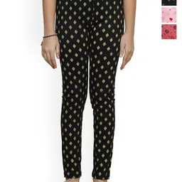 BAESD Girls Pack Of 4 Printed Pure Cotton Ankle Length Leggings-image-99
