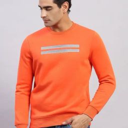 Monte Carlo Orange Regular Fit Striped Sweatshirt-24