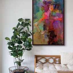 999Store Multicolor Canvas Lady With Abstract Effect Canvas Painting-13