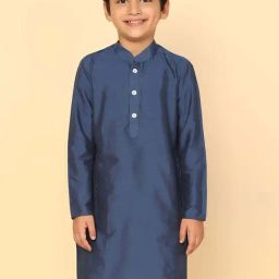 KISAH Kids Blue Cotton Regular Fit Full Sleeves Kurta-image-36