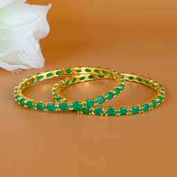 Zevarly Set Of 2 Gold-Plated CZ Studded Bangles-image-33