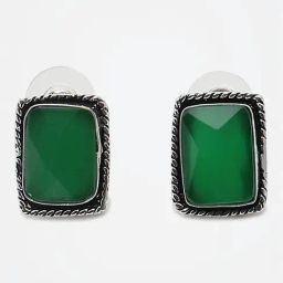 Sohi Silver Plated Designer Stone Stud Earrings-39