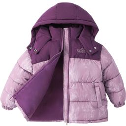Hopscotch Kids Girls Purple Text Embroidered Hooded Long Coat-picture-35