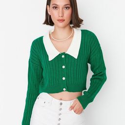 Trendyol Women Green Crop Cardigan-image-29
