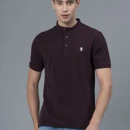 Red Tape Wine Cotton Regular Fit Henley T-Shirt-picture-5