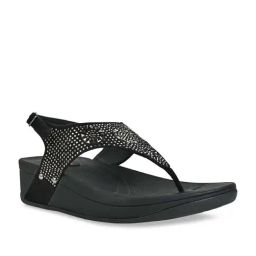 Rocia by Regal Women's Black Back Strap Wedges-image-60