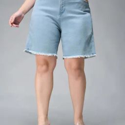 Miss Chase A+ Blue Plain Shorts-image-93