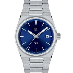 TISSOT Unisex Blue Dial & Silver Toned Stainless Steel Bracelet Style Straps Analogue Watch-40