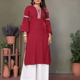 Rangita Maroon Solid Kurta-image-96