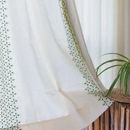 Urban Space Green Cotton Door Curtain With Tieback & Eyelet - Set of 2-image-48