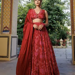 Ragavi Printed Beads and Stones Ready to Wear Lehenga & Blouse With Dupatta-25