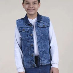 Kiddopanti Boys Mid Rag Wash Blue Solid Coats Jackets-picture-37