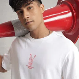 WROGN Drop-Shoulder Sleeves Pure Cotton Oversized T-shirt-image-91