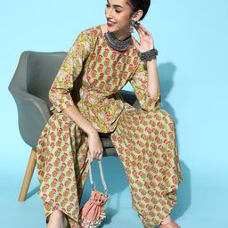 STREET 9 Ethnic Motifs Pure Cotton Short Kurti with Sharara-picture-21