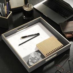 Pure Home and Living Grey Leather Solid Tray-image-30