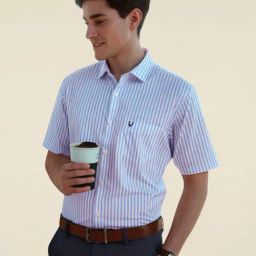 Allen Solly Blue Cotton Slim Fit Striped Shirt-picture-24