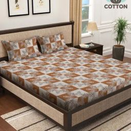 Klotthe Brown 400 TC Cotton Double Book Fold Bedsheet with 2 Pillow Covers-image-33