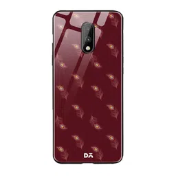 DailyObjects Maroon Feathers OnePlus 7 Glass Case-17