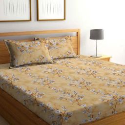 Klotthe Brown 400 TC Cotton Double Book Fold Bedsheet with 2 Pillow Covers-image-27