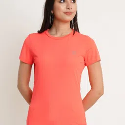 IX IMPRESSION Women Peach-Coloured Solid Round Neck T-shirt-image-91