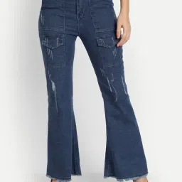 Angelfab Blue Cotton Distressed High Rise Jeans-picture-33
