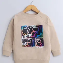 BUMZEE Beige Boys Full Sleeves Cotton Sweatshirt Age - 4-5 Years-image-4