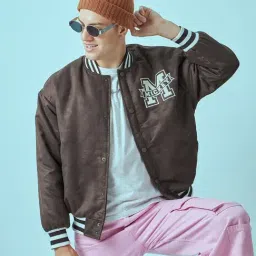 Bewakoof Brown Loose Fit Printed Bomber Jacket-image-87