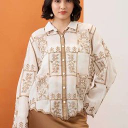 Globus Beige Relaxed Fit Embroidered Shirt-image-37