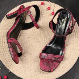 Monrow Women's Maroon Ankle Strap Stilettos-image-13