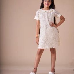 KidsDew Girls Beige Self Casual Dress-image-91