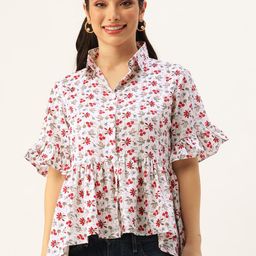 CATCHY Floral Print Shirt Style Top-picture-41