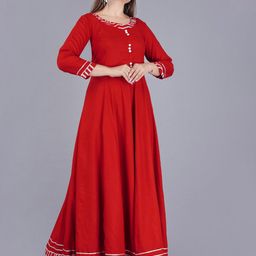 rf clothes Bandhani Printed Round Neck Gotta Patti Anarkali Kurta With Trousers-picture-41
