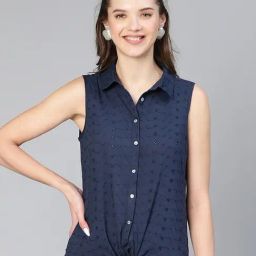 Oxolloxo Navy Cotton Embroidered Shirt-picture-10