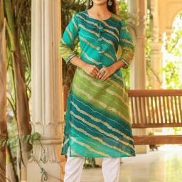 Yufta Green Woven Pattern Straight Kurta-image-47
