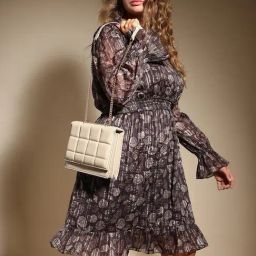 Vero Moda Curve Brown Printed Fit & Flare Dress-image-92