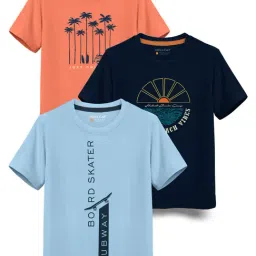 HELLCAT Kids Multicolor Printed T-Shirt (Pack Of 3)-picture-4