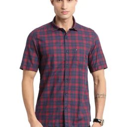 Turtle Red Cotton Slim Fit Checks Shirt-picture-31