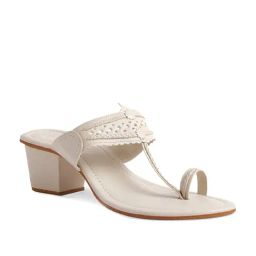 Eridani Women's Liza White Kolhapuri Sandals-image-13