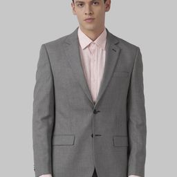 Park Avenue Men Grey & White Printed Single-Breasted Formal Blazer-image-57